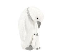 naturevibe 12.2 Inches Penguin Christmas Decorations, Arctic Animals Penguin Figurines Mom and Baby with Silver Accent as White Christmas Decorations or Winter Wonderland Decor