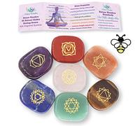 NatureWonders All Natural Chakra Stone Set with Information Brochure & Travel Pouch,Healing Crystals, Polished Palm Stone, Meditation, Reiki,Small Chakra Stone Set-010,Small Chakra Stone Set
