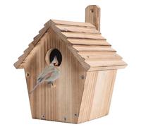 NATUREYLWL Bird House - Wooden Bluebird House for Outside - Hanging Birdhouse with Pole, Weatherproof Wild Bird Nesting Box for Finch, Cardinals, Wrens, Robins - Garden, Courtyard Bird Shelter