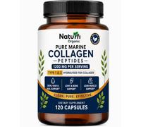 Naturfi Organic Pure Marine Collagen Peptides 1200mg Per Serving | Type I & III Hydrolysed Fish Collagen Capsules | 120 Capsules | Wild-Caught Marine Collagen Supplement for Skin, Hair, Nails, Joints