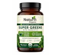 Naturfi Organic Super Greens with Probiotics Capsules | 1 Month Supply | Kale, Spinach & Broccoli Blend, Green Superfood Supplement, Non-GMO, Vegan, 90 Capsules