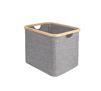 Naturoom 44L Bamboo Storage Basket | Laundry Hamper, Folding Bamboo Frame Fabric Shelf Basket, Large Cube Organizer Perfect For Bathroom, Clothes/ Towels/ Blankets/ Toys Storage Bin