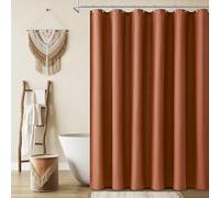 Naturoom Linen Shower Curtain 72 Inch Long for Bathroom Terracotta 1 Panel | 6FT, Neutral Rustic Boho Farmhouse, Water Repellent, Bath Decor Shower Curtains, Textured Fabric with Hooks, 72x72