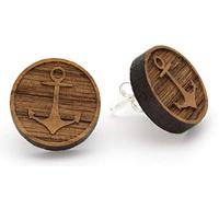 NaturSchatulle Wooden Earrings Engraved Motifs I Wooden Jewellery Wooden Earrings 925 Sterling Silver I Natural Earrings Stud Women brown