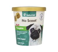 NaturVet No Scoot Anal Gland Support Chews for Dogs, Active Ingredients Helps Support Normal Bowel Function, Fibre Supplement With Pumpkin Powder, 60 Soft Chews, 180g - No Wheat Added (60 Chews)