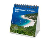 Naturzauber Croatia Desk Calendar 10 cm x 10 cm for 2026 Landscape Beach Holiday Set Contents: 1 x Calendar 1 x Christmas Pendant 1 x Greeting Tag (3 Pieces)