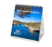 Naturzauber Mallorca Desk Calendar 10 cm x 10 cm for 2026 Landscape Nature Holiday Mediterranean Spain Set Contents: 1 x Calendar, 1 x Christmas Pendant (2 Pieces)