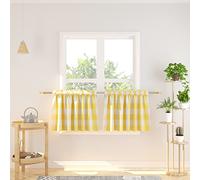 NATUS WEAVER 2 Panels Valance Curtains 16 inches Long Cafe Curtain Buffalo Plaid Gingham Check Short Tier Curtains for Kitchen Bathroom Window Curtain Yellow & White