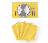 NATUS WEAVER 4 Piece Soft Handmade Faux Linen Place Mats Heat Resistant Dining Table Place Mats Kitchen Table Mats 12x18 Yellow