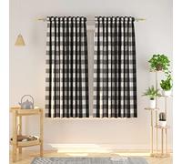 Natus Weaver Buffalo Check Curtains 45 inches Long Cotton Basement Black and White Gingham Plaid Kitchen Window Curtain Living Room Checker Drapes Bedroom Rod Pocket Window Treatment 2 Panels