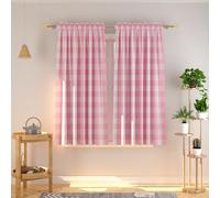 NATUS WEAVER Buffalo Check Curtains 54 inches Long Cotton Basement Pink and White Gingham Plaid Kitchen Window Curtain Panels Living Room Checker Drapes Bedroom Rod Pocket Window Treatment 2 Panels