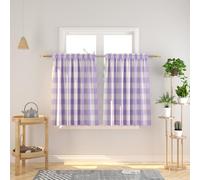 NATUS WEAVER Buffalo Check Kitchen Tier Curtains 40 inches Long Plaid Gingham Rod Pocket Classic Short Small Cafe Curtains Country Farmhouse Bathroom Window Curtains 2 Panels Lilac & White