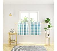Natus Weaver Buffalo Check Kitchen Tier Curtais 24 inches Long Plaid Gingham Rod Pocket Classic Cafe Curtains Country Farmhouse Kitchen Half Window Curtains 2 Panels Sky Blue & White