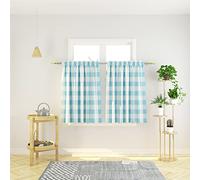Natus Weaver Buffalo Check Kitchen Tier Curtais 36 inches Long Plaid Gingham Rod Pocket Classic Cafe Curtains Country Farmhouse Kitchen Short Curtains 2 Panels Sky Blue & White