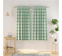 Natus Weaver Buffalo Plaid Curtains Cotton 54 Inches Long Green and White Checkered Pattern Window Curtain Panels Kitchen Living Room Checkered Drapes for Bedroom Rod Pocket Window Treatment 2 Panels