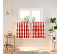 NATUS WEAVER Buffalo Tier Curtains 24 inch Length Plaid Gingham Rod Pocket Short Window Small Kitchen Cafe Curtain Bathroom Window Curtains 2 Panels Red White