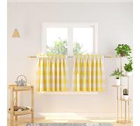 NATUS WEAVER Cafe Curtains 24 inches Long Buffalo Plaid Kitchen Tiers 2 Panels Rod Pocket Gingham Check Short Small Half Window Curtains Bathroom Yellow & White