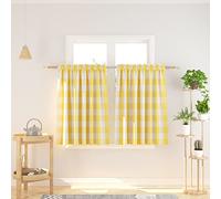 NATUS WEAVER Cafe Curtains 36 inches Long Buffalo Plaid Kitchen Tiers 2 Panels Rod Pocket Gingham Check Short Small Window Curtains Bathroom Yellow & White
