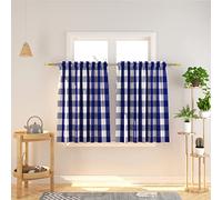 Natus Weaver Cafe Curtains 36 inches Long Buffalo Plaid Kitchen Tiers 2 Panels Rod Pocket Gingham Check Short Curtains Bathroom Navy Blue & White