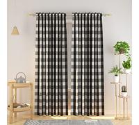 Natus Weaver Cotton Curtains Black and White Buffalo Gingham Check Curtain Panels 95 inches Long Living Room Drapes Plaid Checker Kitchen Bedroom Window Treatment Set 2 Panels Rod Pocket
