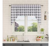 NATUS WEAVER Curtain Swags for Widnows 1 Panel Classic Buffalo Check Swag Country Farmhouse Kitchen Window Curtain - Grey & White, W 54" x L 36" with a 16" Center Drop
