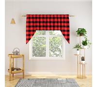 NATUS WEAVER Curtain Swags for Widnows 1 Panel Classic Buffalo Check Swag Country Farmhouse Kitchen Window Curtain - Black & Red, W 54" x L 36" with a 16" Center Drop