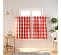 Natus Weaver Red and White Buffalo Check Curtains with Rod Pocket for Kitchen Bathroom 36 Inch Length Window Curtain Panels Set of 2