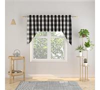 NATUS WEAVER Swags for Kitchen Window Curtain Valance 1 Panel Buffalo Check Swag Classic Country Farmhouse Window Curtain - Black & White W 54" x L 36" with a 16" Center Drop