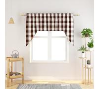 NATUS WEAVER Swags for Kitchen Window Curtain Valance 1 Panel Buffalo Check Swag Plaid Gingham Classic Country Farmhouse Window Curtain - Brown & White 54W x 36L with a 16" Center Drop