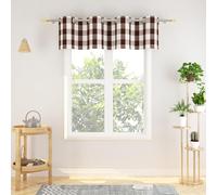 NATUS WEAVER Valance 18 inch Buffalo Check Curtain Valance Gingham Plaid Living Room Window Curtain Panels Bedroom Checker Drapes Grommet Top Window Treatment 1 Panel Brown and White
