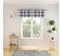 NATUS WEAVER Valance 18 inch Buffalo Check Curtain Valance Gingham Plaid Living Room Window Curtain Panels Bedroom Checker Drapes Grommet Top Window Treatment 2 Panels Grey and White