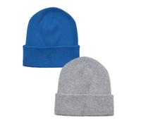 NATUST 2 Pack Kids Winter Beanie Knitted Hat Solid Colour Caps for Girls Boys Grey/Blue 2-8 Years