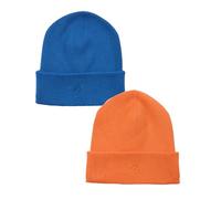 NATUST 2 Pack Kids Winter Beanie Knitted Hat Solid Colour Caps for Girls Boys Orange/Blue 2-8 Years