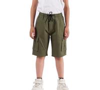 NATUST Boys Camouflage Cargo Shorts Multipocket Elastic Summer Short Pants ArmyGreen 13-14 Years