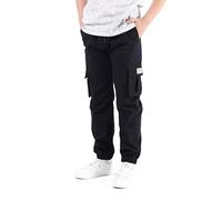 NATUST Boys Cargo Trousers Kids Elastic Waist Joggers Multi Pockets Casual Pants Black 13-14 Years