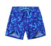 NATUST Boy's Swim Trunks Printed Beach Surf Shorts with Mesh Lining Blue 5-6 Years