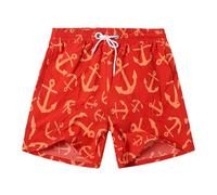 NATUST Boy's Swim Trunks Printed Beach Surf Shorts with Mesh Lining Orange 7-8 Years