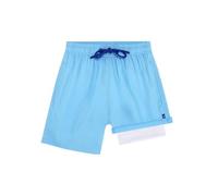 NATUST Boys Swimming Shorts UV Reactive Print Boxer Brief Swim Trunks Compression Liner Beach Wear Blue 13-14 Years