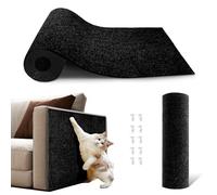 NATUYA Cat Scratcher Mat Self-Adhesive, 200x40cm Cat Couch Carpet Furniture Protector,Trimmable Cat Wall Scratcher,Replacement Pad for Cat Trees & Scratch Posts (Black)