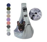 NATUYA Dog Sling Puppy Carrier for Small Dogs Hand Free Doggie Walking Bag Adjustable Shoulder Strap Zip Pocket Safety Belt Protective Mesh Pet Carrier for Travel Outdoor Subway (Grey)