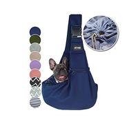 NATUYA Dog Sling Puppy Carrier for Small Dogs Hand Free Doggie Walking Bag Adjustable Shoulder Strap Zip Pocket Safety Belt Protective Mesh Pet Carrier for Travel Outdoor Subway (Blue)