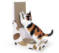 NATUYA L Shape Cat Scratching Board, 64 cm High Vertical Cat Scratcher with Roomy Box Bed, Cardboard Scratch Pad for Protecting Furniture Wall Couch