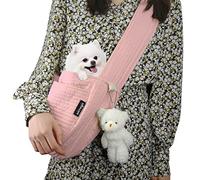 NATUYA Pet Sling Carrier Small Dog Sling Cat Carrier Bag Adjustable Strap Hands-free Sling Pet Carrier Bag with Front Zipper Pocket Safety Belt for Outdoor Traveling Subway (Pink, Canvas)