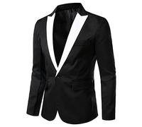 NATUZORA Men Suits Spring Autumn Casual Men Suit Jacket Stand-Up Collar Gentleman Solid Color Men Blazer Jacket Banquet Slim Fit Suit Men Jacket N-Black3 3XL
