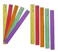 NatVivid 30cm Colourful Rulers Pack, Multipack, Pack of 10, Flexible Coloured Plastic Rulers with Inches and Centimeters, 12 Inches Geometric Rulers for Student School, iZOFAX Black Ball Pen