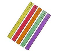 NatVivid 30cm Colourful Rulers Pack, Multipack, Pack of 5, Flexible Coloured Plastic Rulers with Inches and Centimeters, 12 Inches Geometric Rulers for Student School, iZOFAX Black Ball Pen