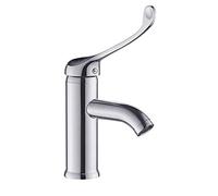 NATWEE Mixer Tap Copper Elbow Open Touch Laboratory Faucet Raised Long Handle Hot and Cold Water Tap Deck Mounted Medical Table Top and Bottom Basin Sink Mixer Tap (Size : S) It's so kind of you