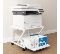 Natwind K-Shape Laser Printer Stand,19.7''x19.7'' Large Printer Table Copier Stand Under Desk,Heavy Duty Rolling Cart with Paper Storage Shelf,Printer Holder on Wheels for Home Office (White)