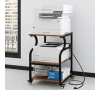 Natwind Large 3-Tier Rolling Printer Cart with Adjustable Shelf, 24”x20” Mobile Stand for Heat Press, 3D Printer, Home Office Multifunctional Shelves with Locking Wheels (Retro)