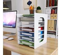 Natwind Office File Paper Organizer for Desk Desktop Organizer File Holder Office Desk Organizer Letter Tray & A4 Paper Holder Document Storage Rack for Home Office School (7-Tier)